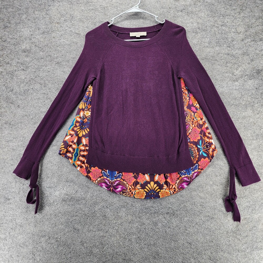 LOFT Ann Taylor Shirt Womens XS Long Sleeve Purple Floral